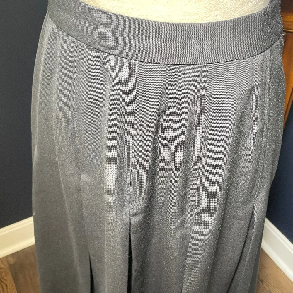 Vintage Lady Sansabelt Black‎ Pleated Midi Skirt Size Medium